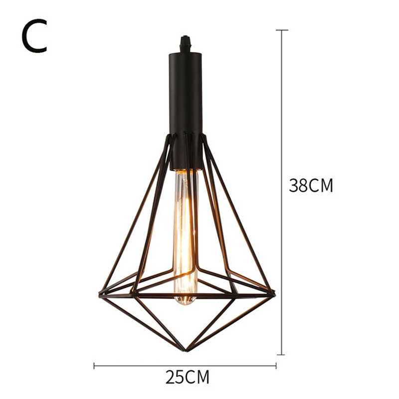 

Nordic Creative Iron Bird Cage Art Pendant Light Living Dining Room Balcony Three Headed Black LED E27 Pendant Lamp 110v-220v
