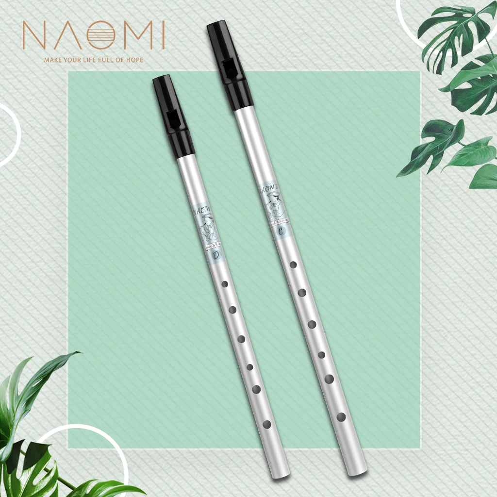 

NAOMI Silver-plated Aluminum Alloy 6 Holes Flute Irish Tin Whistle High C&D English Flageolet Six-holed Woodwind Instrument