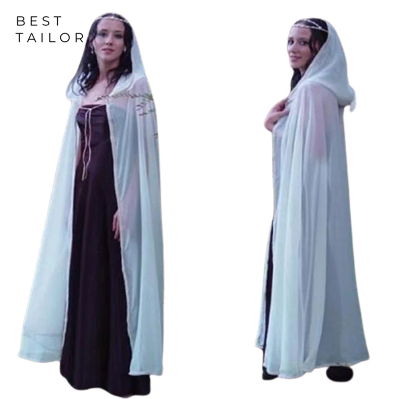 

Long Wedding Jackets Cloak Chiffon White Hooded Cape Medieval Ghotic Outfit Halloween Wedding Accessories Mariage Femme Costume