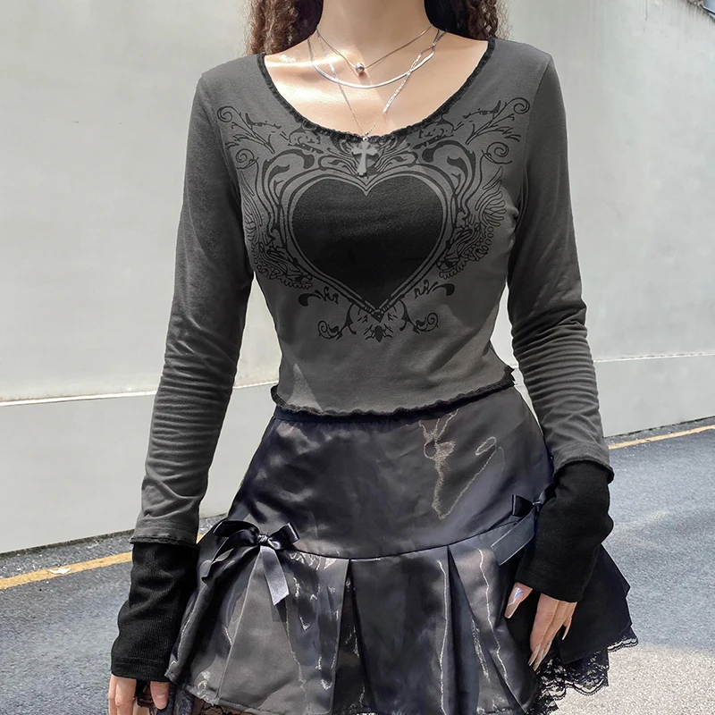 

Женский укороченный Топ с длинным рукавом, с принтом