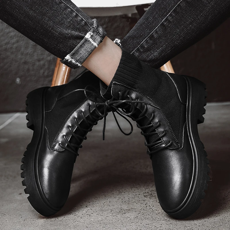 Эластичные Ботинки Martin женские короткие ботинки 2021 мужские на толстой подошве в