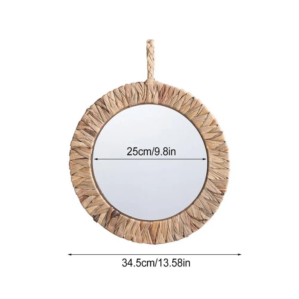 

Countryside Style Mirror Boho Wall Hanging Round Mirror Home Living Room Bedroom Makeup Mirror Decoration