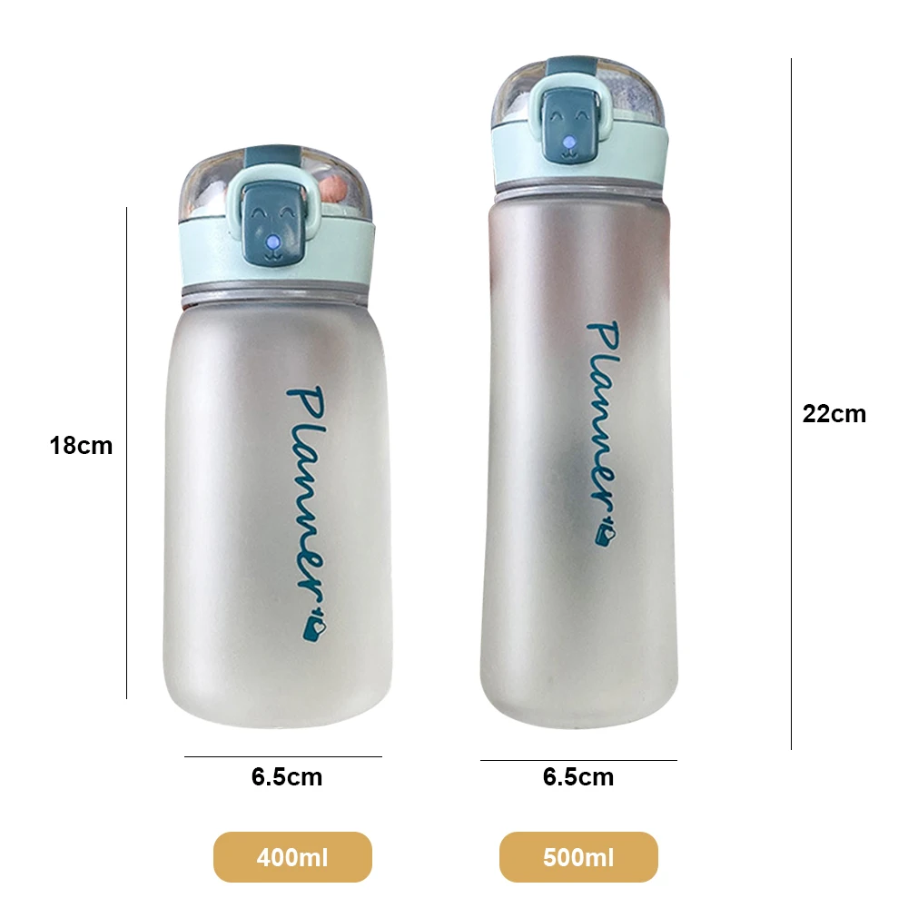 

400ml/500ml Cute Plastic Water Bottle With Straw Leak-Proof Fashion Girl Student Children Drinking Bottles Simple And Stylish