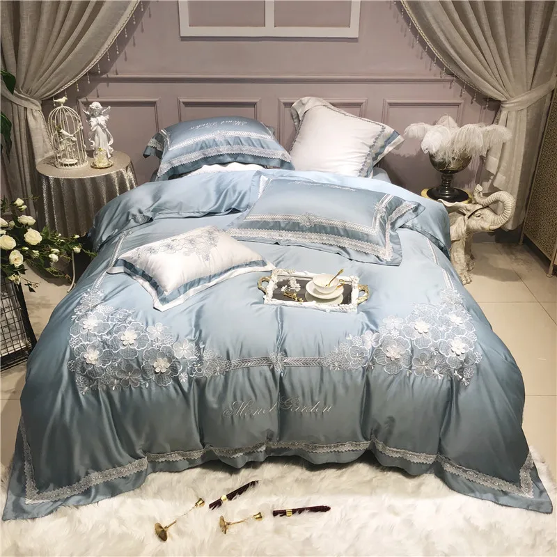 Светильник зеленый 800TC Tencel комплект постельного белья 4/7 шт. Queen King size с вышивкой