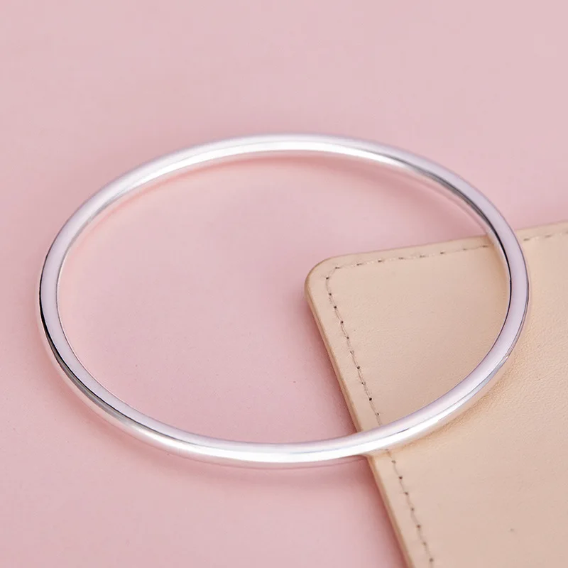 Простые гладкие простые стильные 925 пробы серебро женские регулируемые браслеты