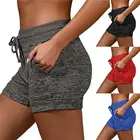 Шорты спортивные женские, черные, с высокой талией, быстросохнущие