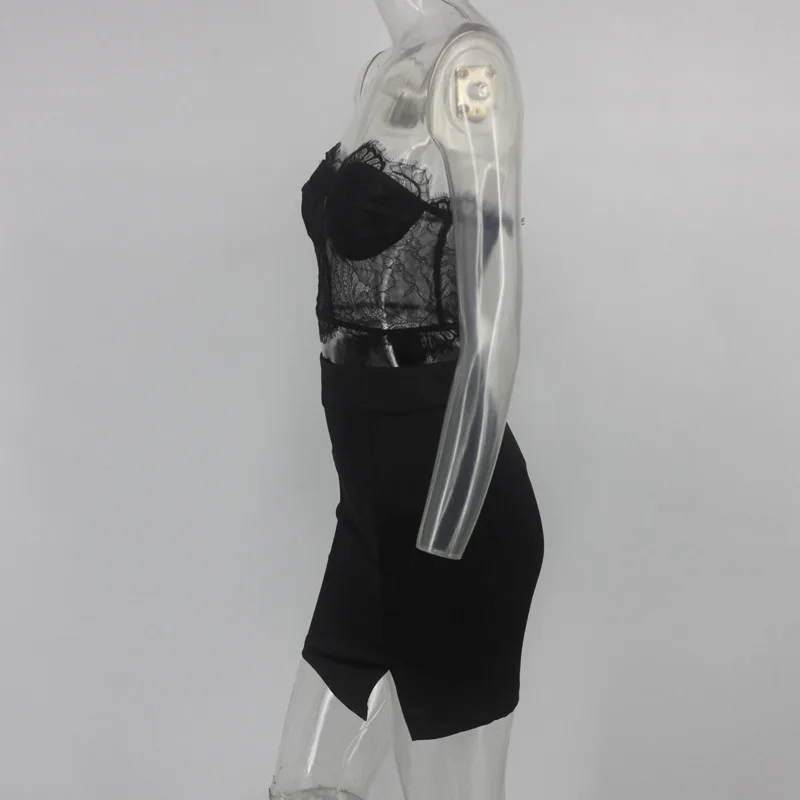 Женские вечерние Платья-мини Fuedage облегающее кружевное платье с разрезом без