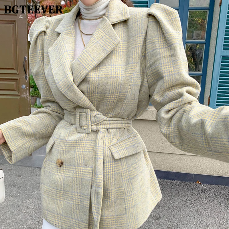 BGTEEVER зимние Утепленные двубортные женские шерстяные пальто 2020 Весна Зубчатый