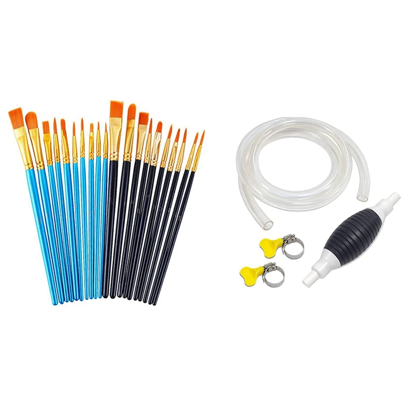 

20 Artist Brushes Suitable for Watercolor Paintings Facial Nail Art Blue and Black with Hand Siphon Pump