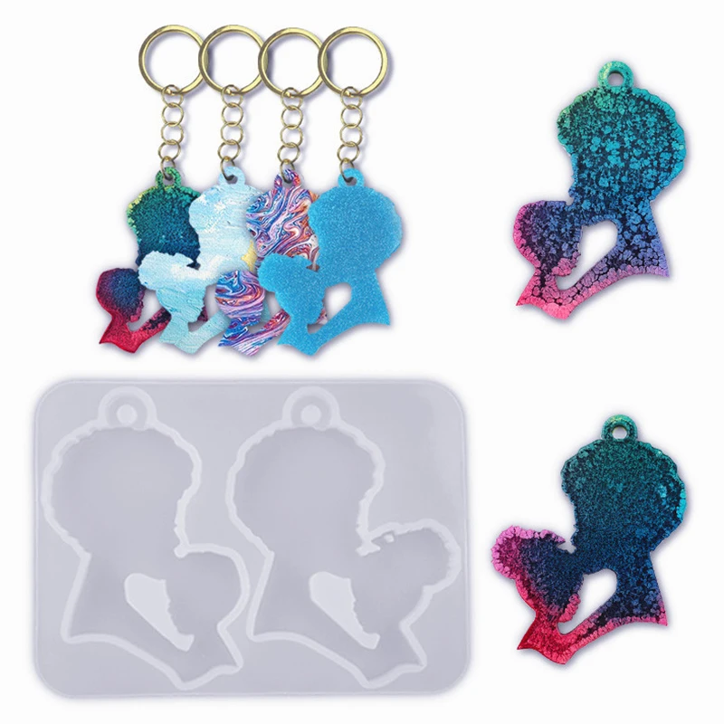 

1PCS DIY Crystal Epoxy Resin Mold Mother's Day Mother-Daughter Keychain Mold