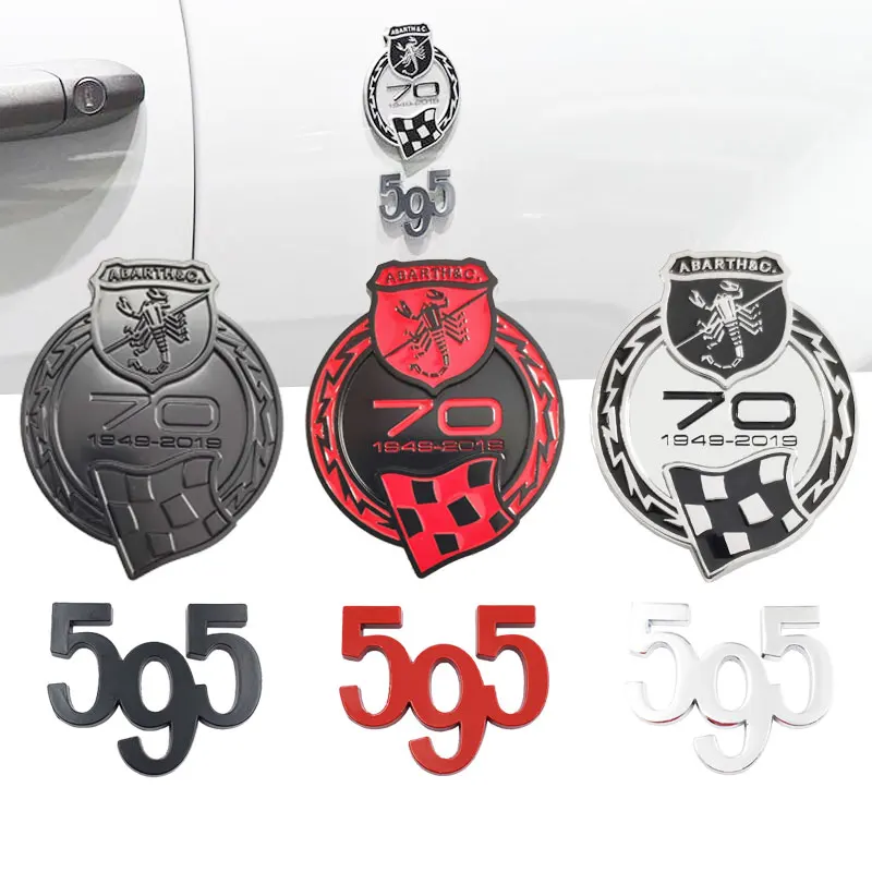 

3D Metal Car Stickers Front Grille Emblem Auto Side Trunk Decal For Abarth 70th Anniversary 500 124 125 595 competizione Turismo