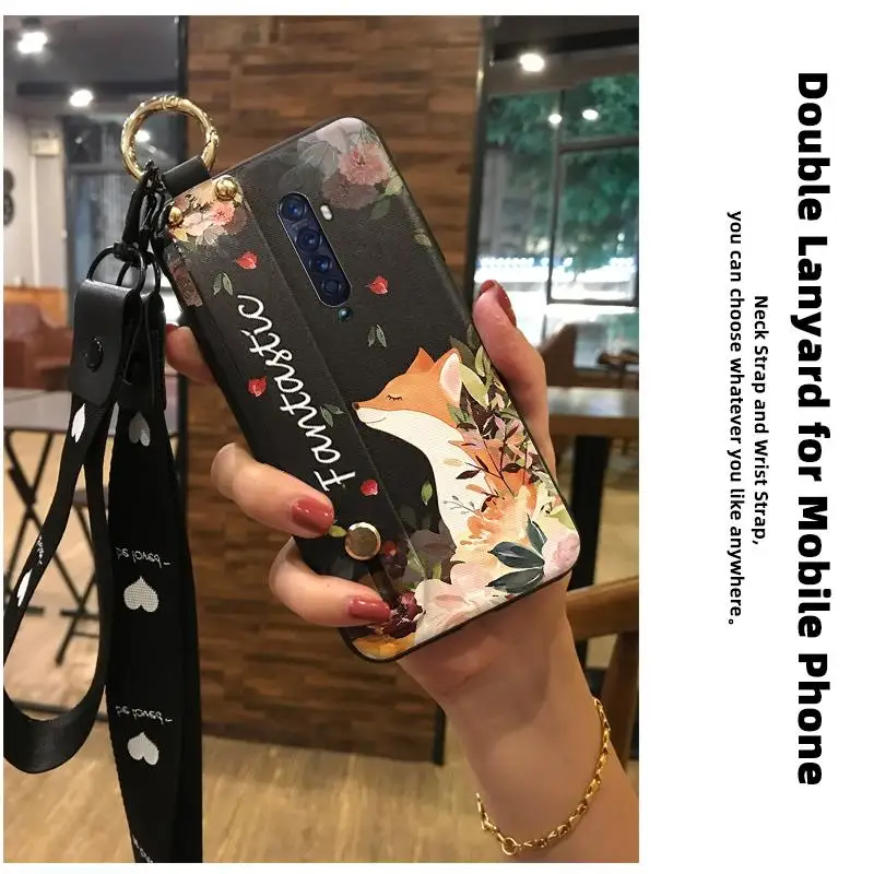 Чехол для телефона Lanyard OPPO Reno2 мягкий силиконовый ударопрочный чехол из ТПУ с