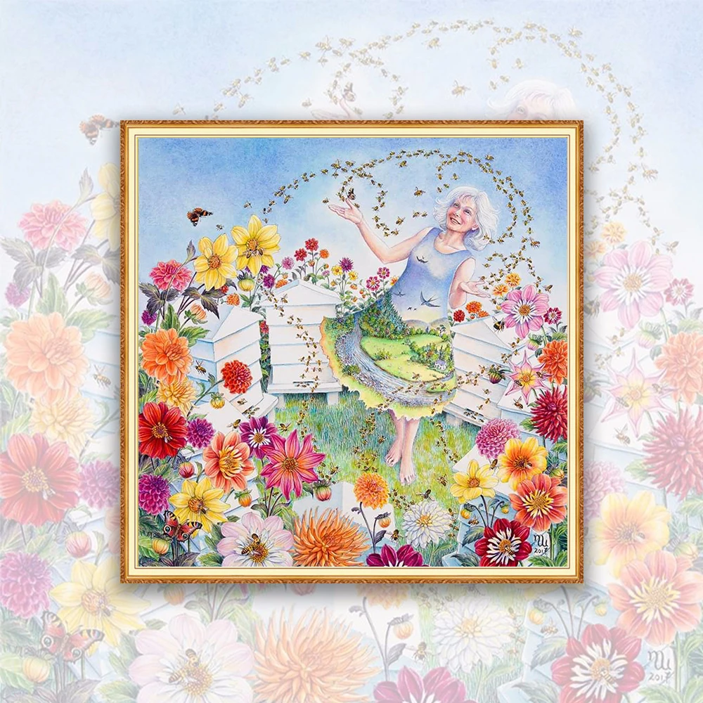 Цветок бабочка полный квадрат/круглые камни пейзаж Алмазная вышивка 5D алмазная