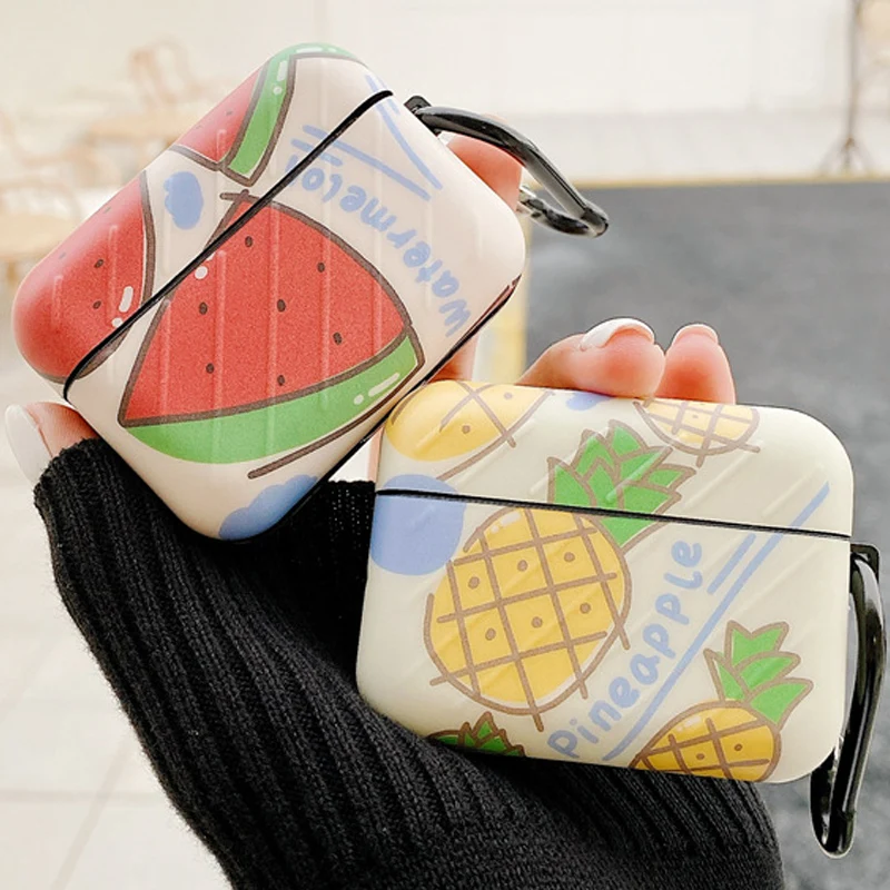 Чехол для Airpods Pro арбуз ананас новый квадратный чехол костюма багажа Apple 1 2 3