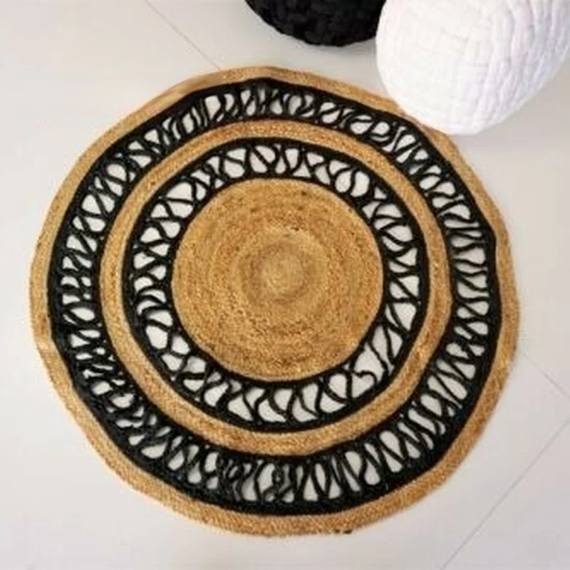 

Rug 100% Natural Braided Jute Reversible Carpet Bohemian Rustic Look Area Rugs