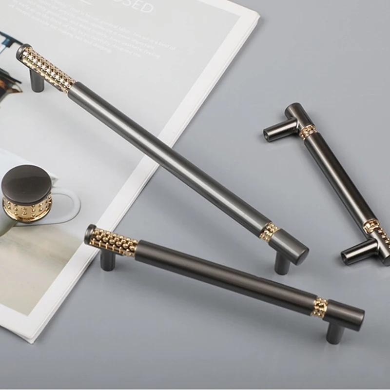 

Ручка Т-образная для двери шкафа, роскошная современная металлическая цинковая фурнитура в скандинавском стиле серого и золотого цвета для...