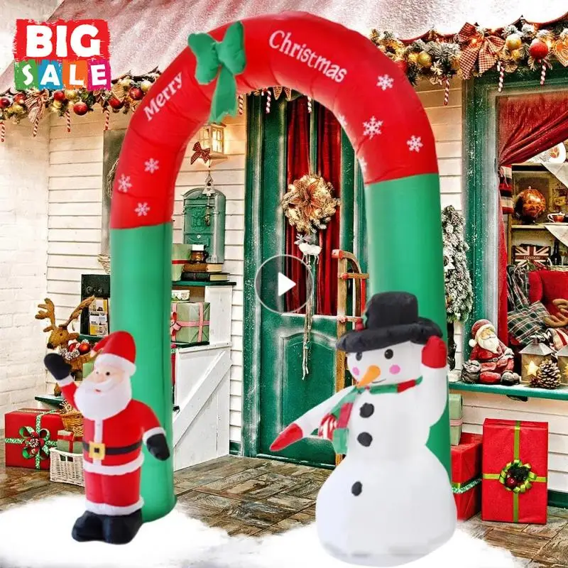 

Рождественская надувная АРКА высотой 2,4 м, ярдовая Арка с Санта-Клаусом, снеговиком, предназначена для домашней двери, новогодний декор