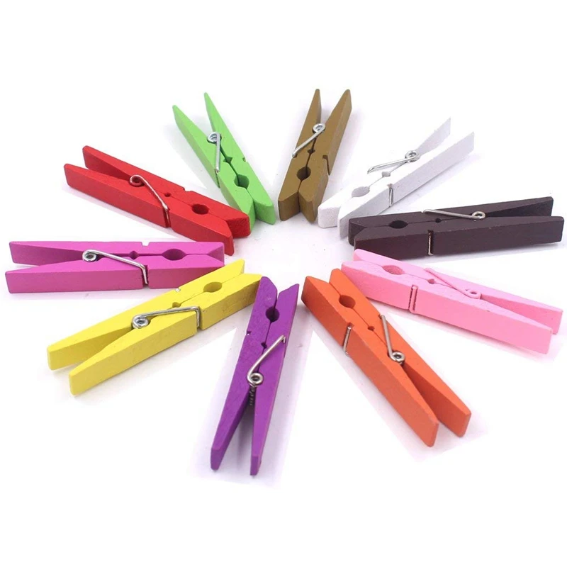 3 дюймовый большой натуральный красочные деревянные прищепки для белья печать