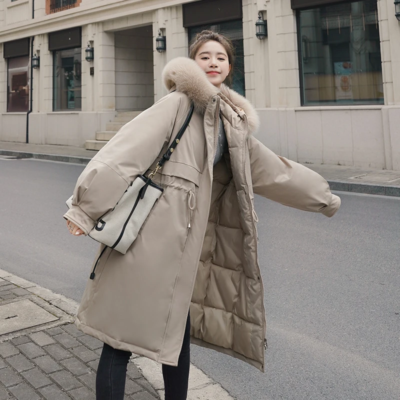 

Boutique Winter Women's Parkas Long Jackets Korean Fashion Streetwear Baggy Thickening Warm Outwear Cotton Padded Parkas