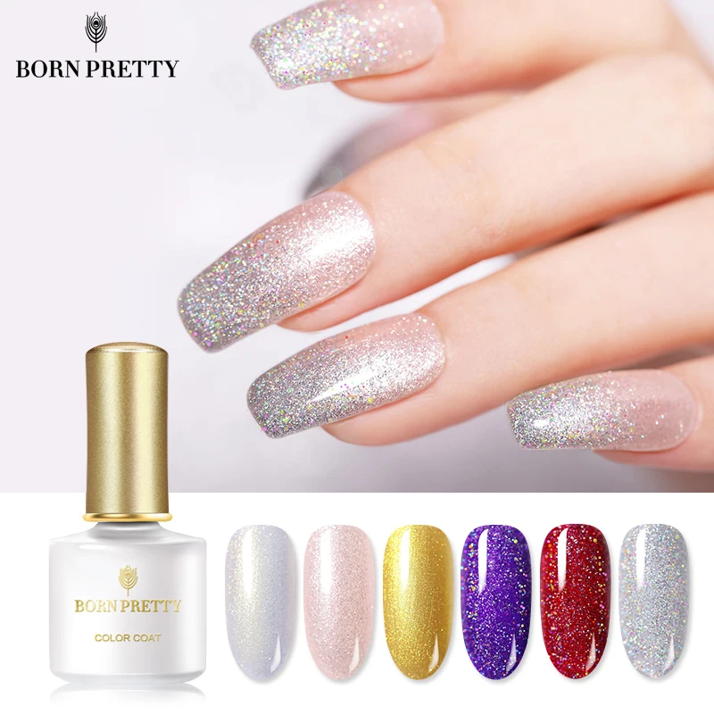 Гель-лак для ногтей BORN PRETTY с блестками 6 мл УФ-гель розовый золотой серебристый
