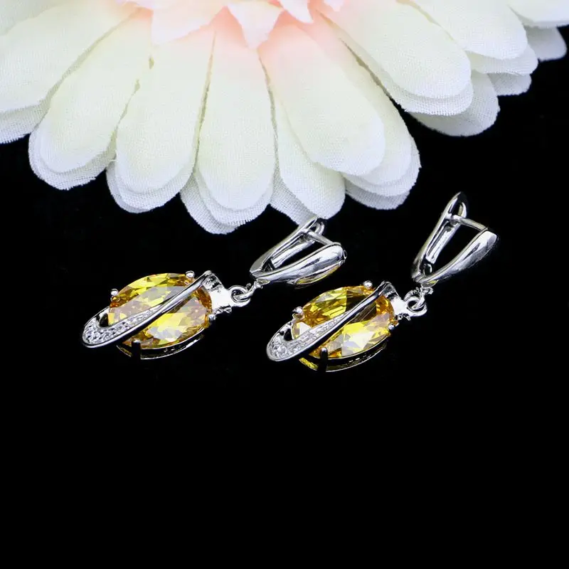 Элегантные модные серебряные серьги 925 пробы золотые и желтые кубические