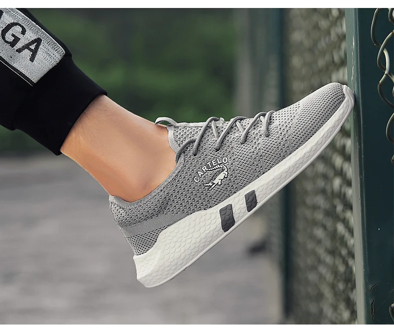CARTELO men's shoes fashion trend simple and light comfortable shoes breathable flying woven Korean sports casual shoes men
