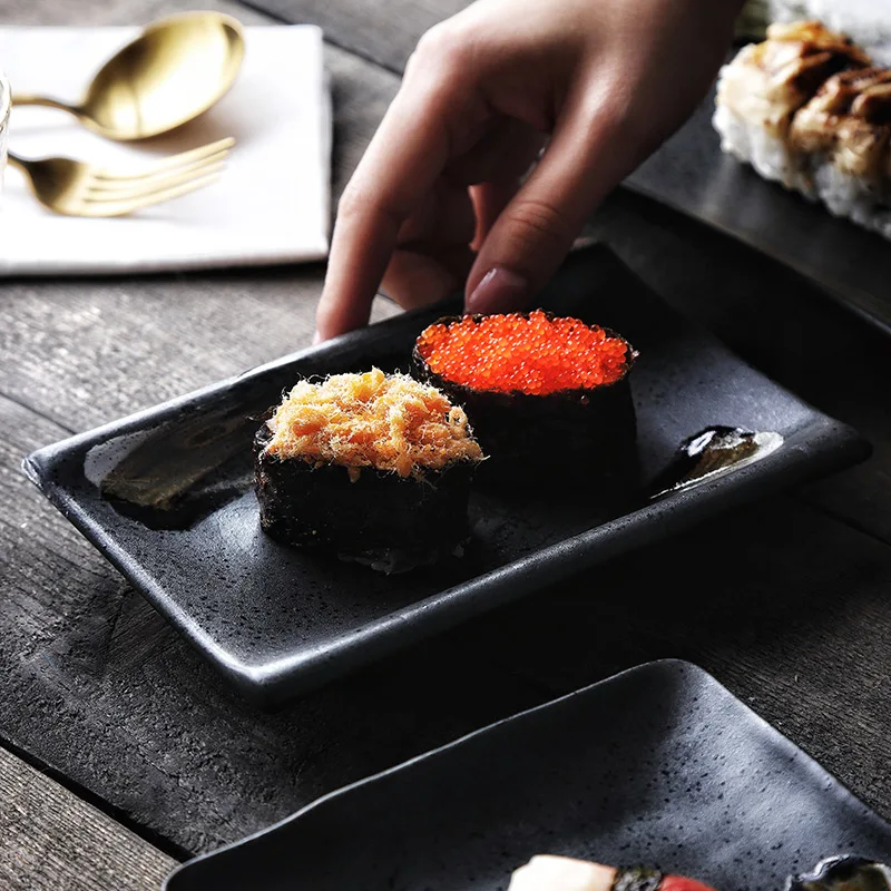 Керамическая тарелка RUX в японском стиле большая домашняя прямоугольная для