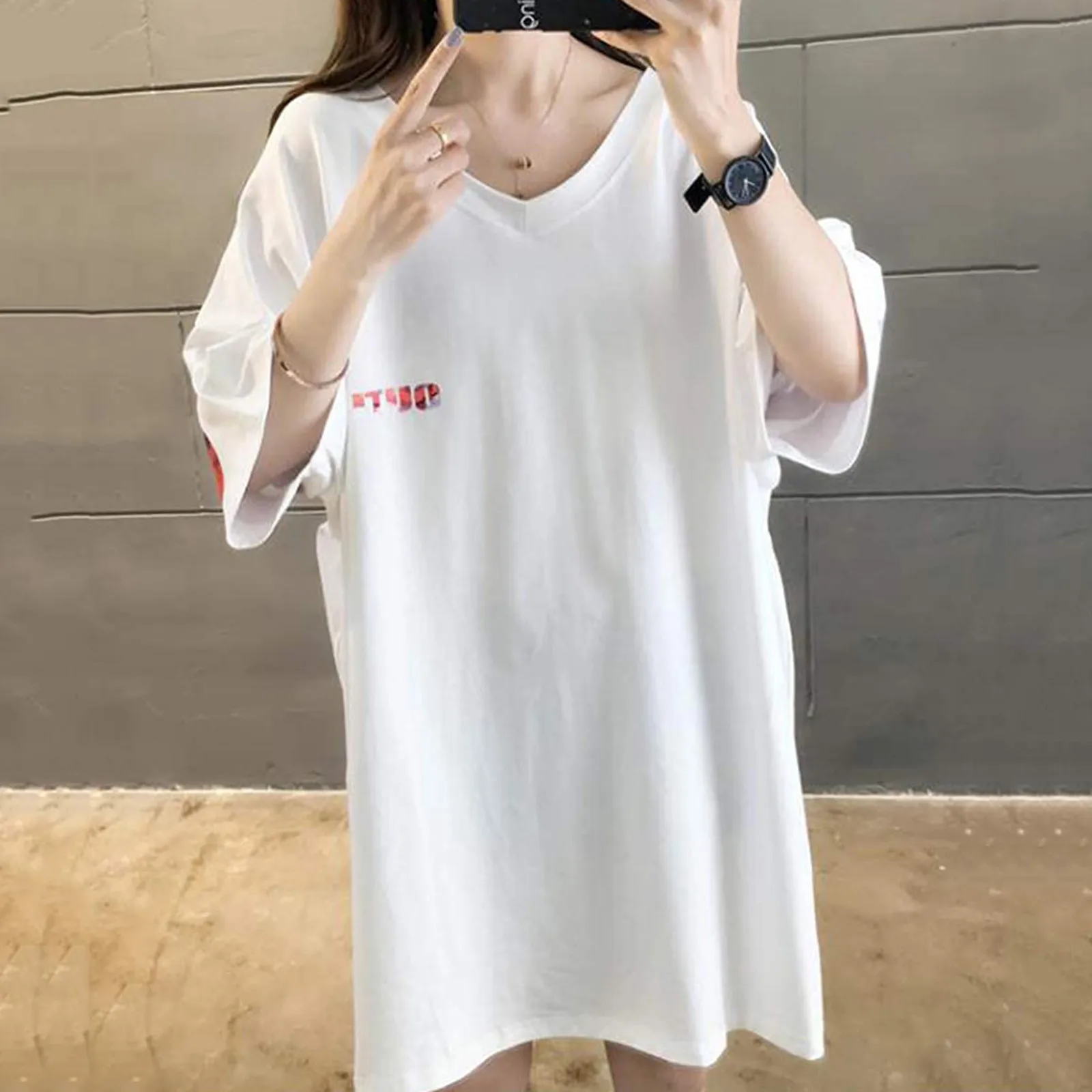 В стиле Харадзюку для женщин больших размеров летняя футболка с буквенным