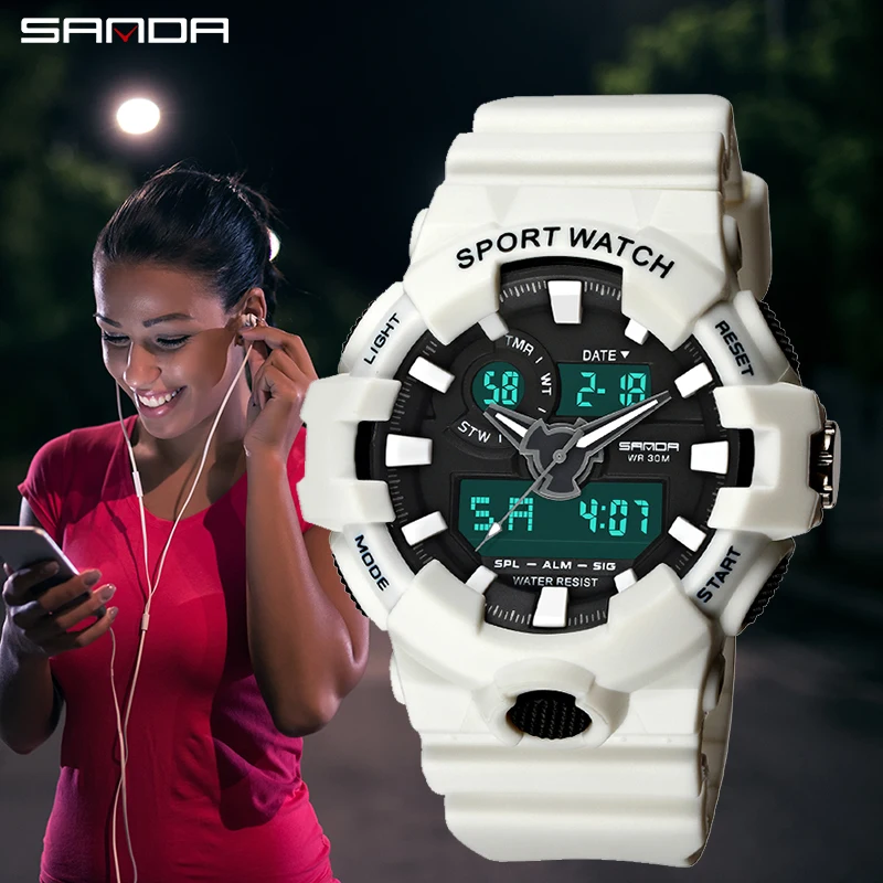 Женские спортивные кварцевые часы Luxe Witte Vrouwen водонепроницаемые наручные