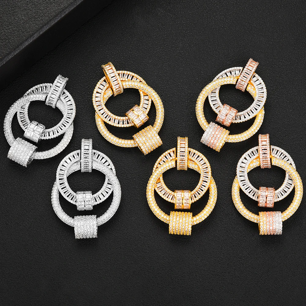 

KellyBola Gorgeous Trendy Luxury Dangle Earring Women Full Mirco CZ Paved Cubic Zircon Bridal Wedding Fashion Earrings Jewelry