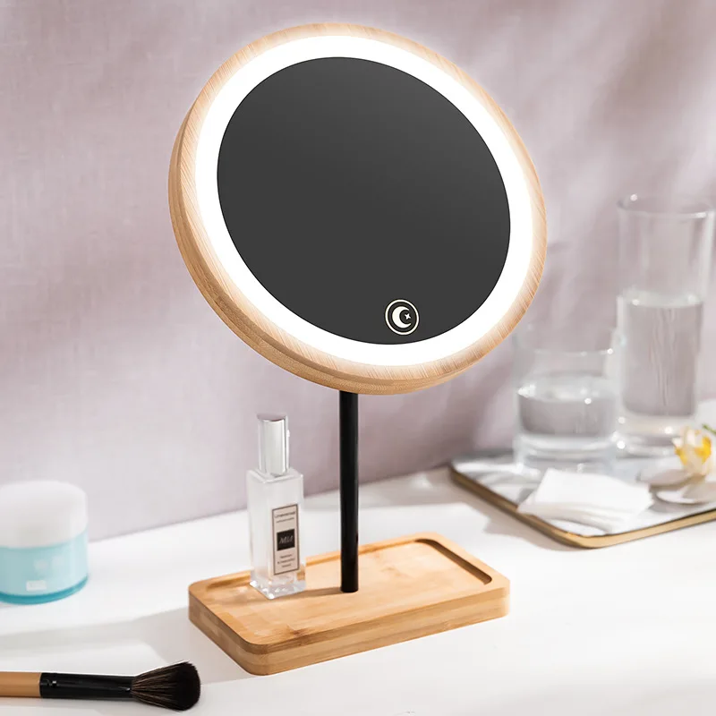 

Desktop Led Makeup Mirror with Lamp Charging Home Small Student Dormitory Desktop Dressing Net Red Retro Table Lamp