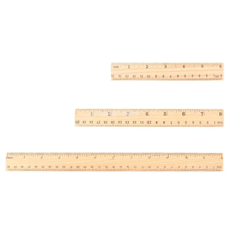 

15cm 20cm 30cm Wooden Ruler Double Sided Student School Office Measuring Tool Dropship