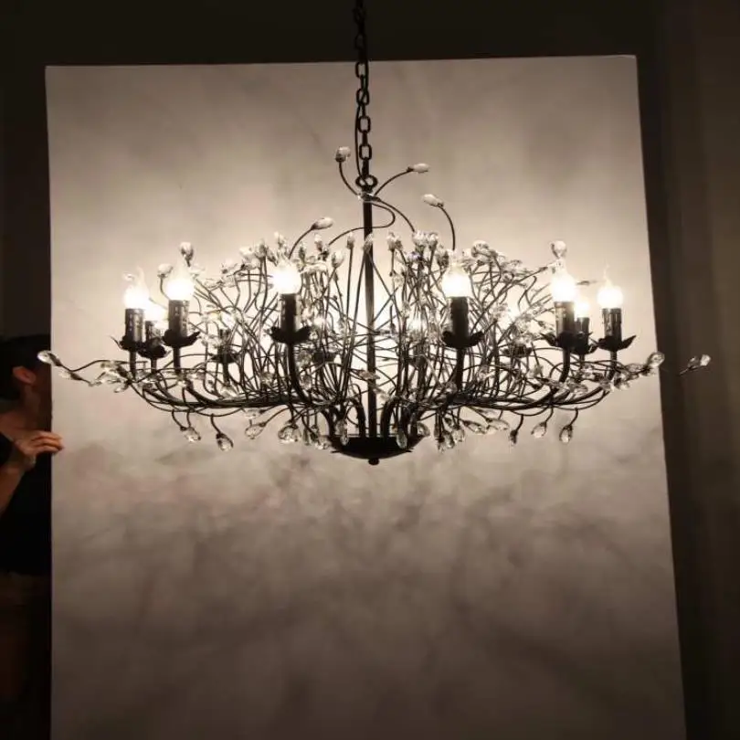 Французский кантри Хрустальная Подвесная лампа современный магазин одежды