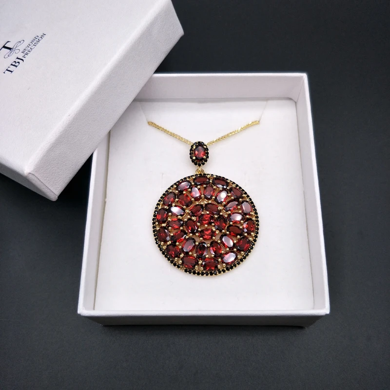 Натуральный Гранатовый камень большой размер ювелирный набор из серебра 925 пробы