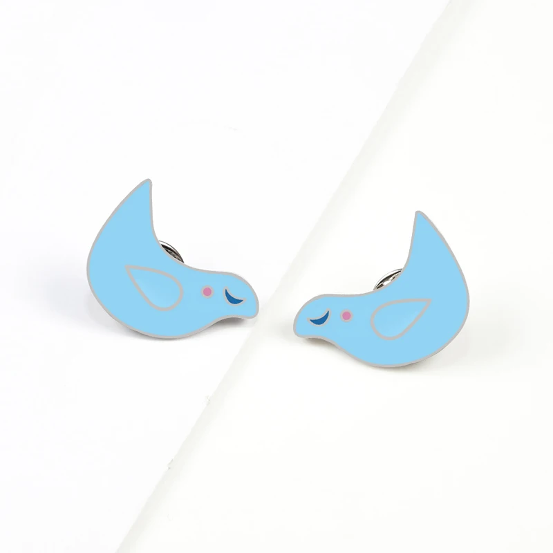 Модная синяя брошь в виде голубей и птиц эмалированная булавка джинсовая куртка