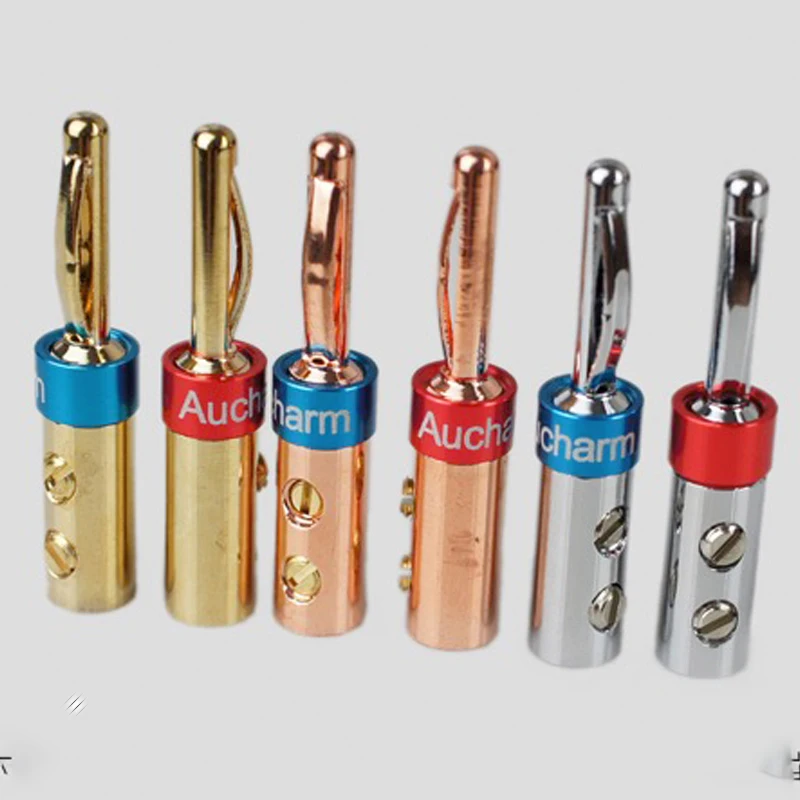 

4x Банановый штекер Hifi 4N чистый красный медный Штекер кабель динамика без пайки золото или родий DIY разъем