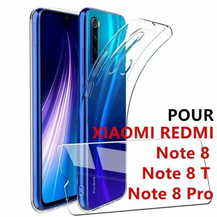 

FOR COQUE REDMI NOTE 9 /9S/ 8 /8T /8 PRO XIAOMI + VITRE VERRE TREMPE housse silicone