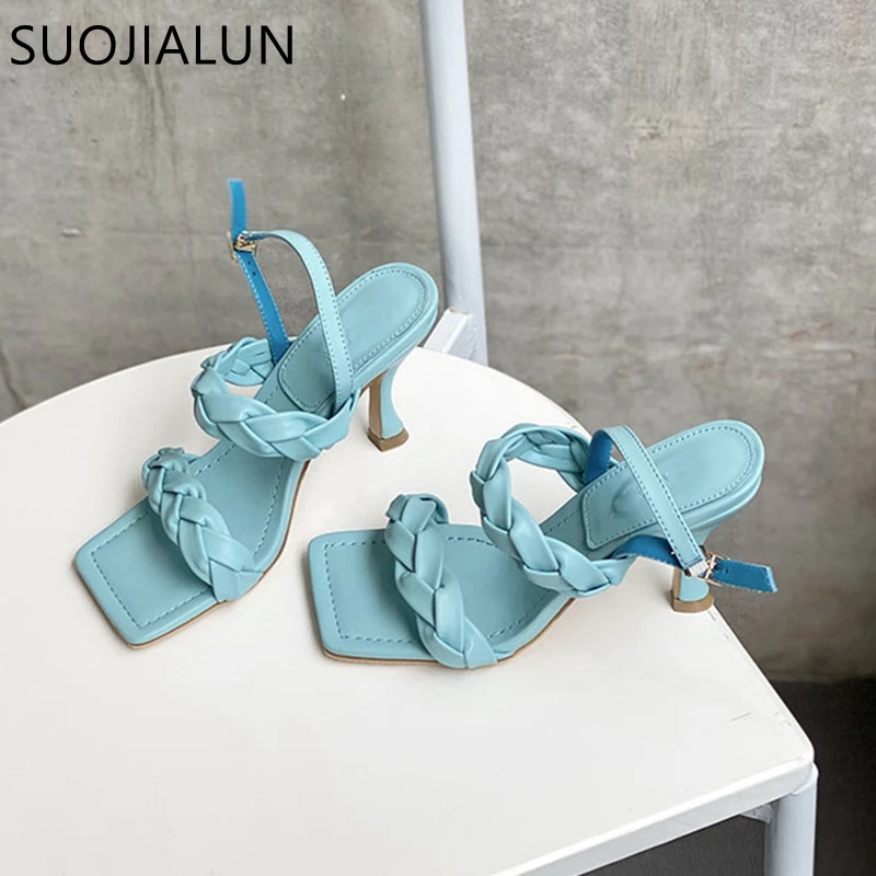 SUOJIALUN/модные брендовые женские босоножки Элегантные туфли лодочки на высоком