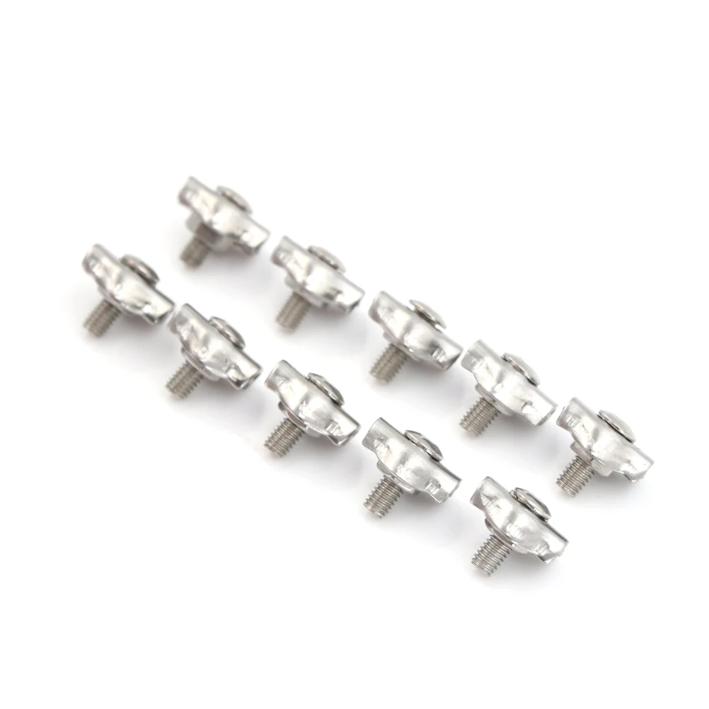 10pcs Stainless Steel Wire Rope Clips Single/Double Grips Cable Clamps M2 M3 M4 M5 M6 For Wires | Канцтовары для офиса и дома