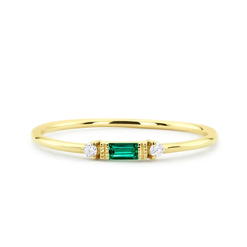 Gold Green Квадратное кубическое циркониевое маленькое женское кольцо обручальное кольцо розовое золото цвет микро проложили женское кольцо на палец для вечеринки ювелирные изделия DBR148 - Цвет основного камня: Gold Green