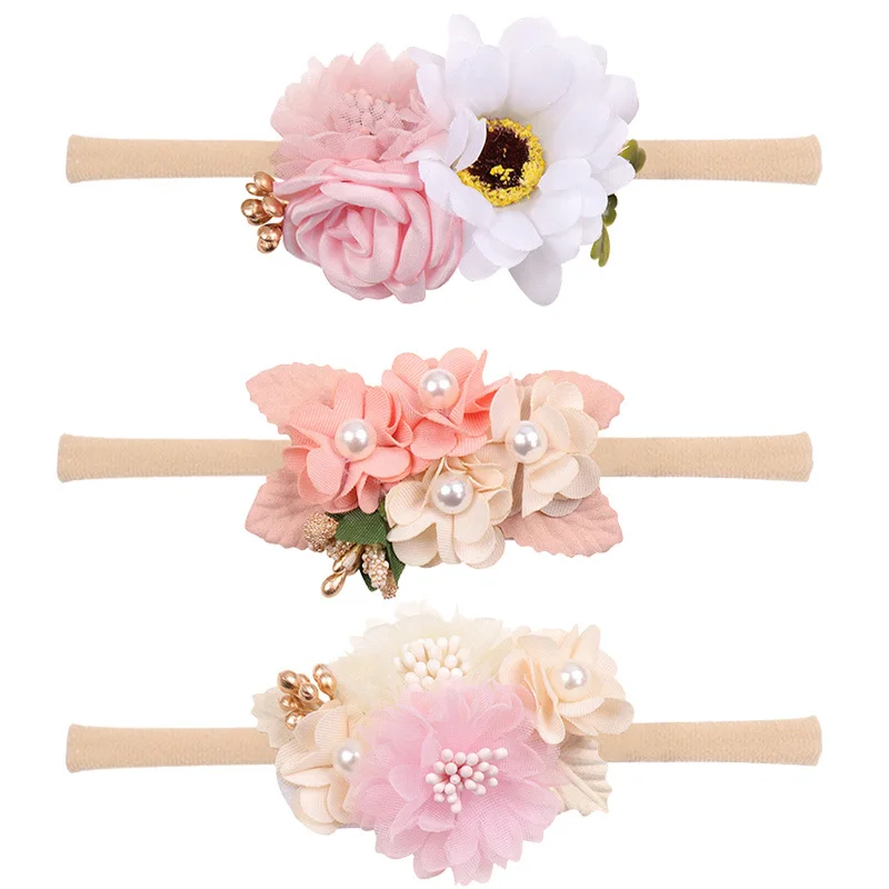 

1PCS Flower Baby Headband Elastic Nylon Ribbon Baby Girls Headbands Newborn Hairband Photography Props Birthday Party Gifts
