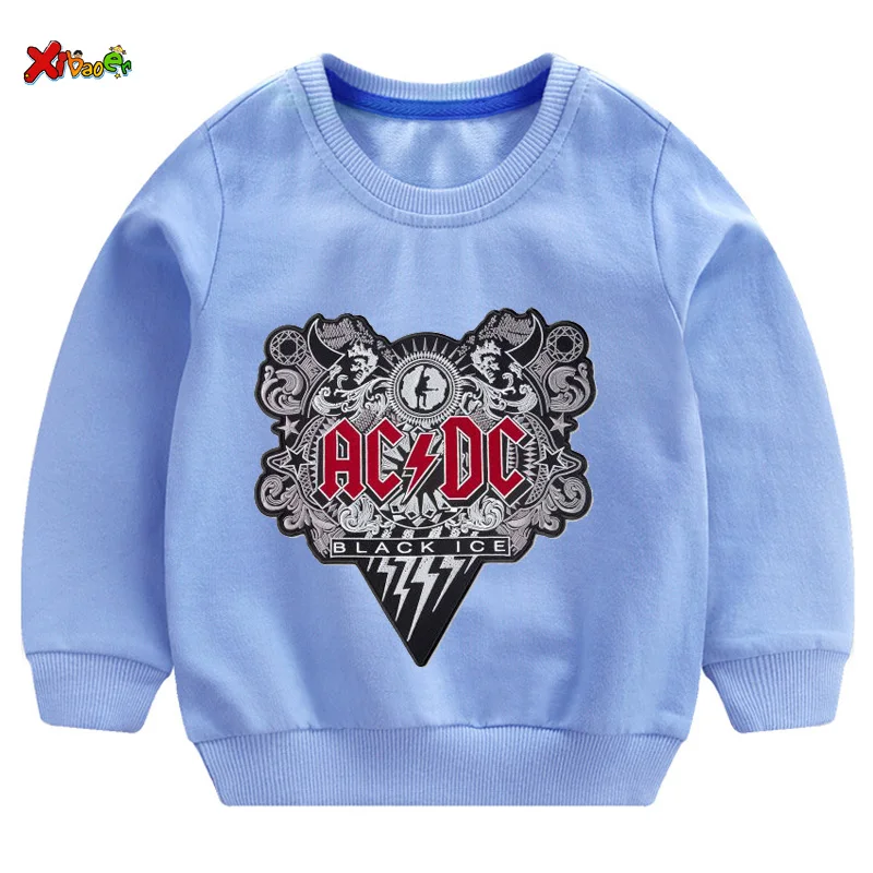 kids sweatshirts toddler boys sweatshirts autumn ACDC Kids fashion Sweatshirt white baby girl Cotton Pullover cute long sleeves - Цвет: sweatshirt blue