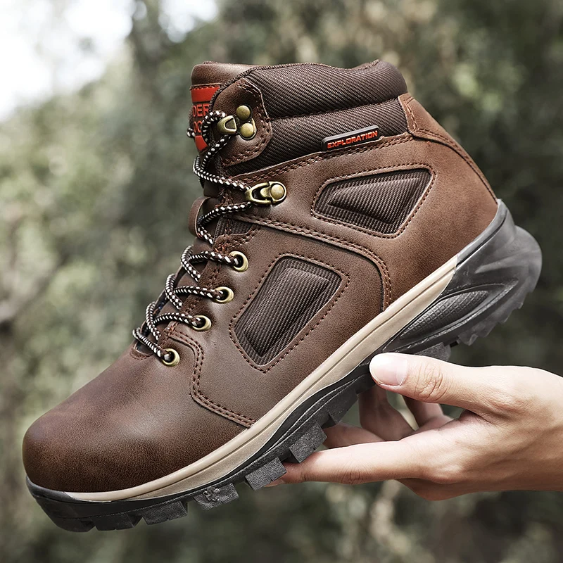 Мужские зимние ботинки на толстой подошве черные ботильоны теплые кроссовки