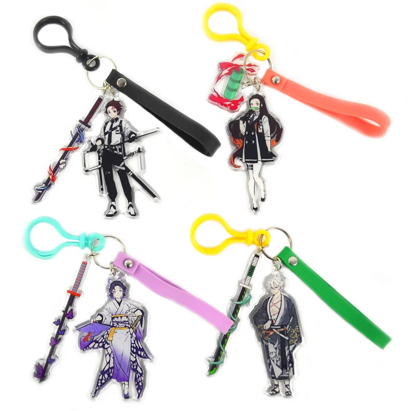 

2021 Hot Anime Demon Slayer Keyrings Kimetsu No Yaiba Tanjirou Nezuko Agatsuma Zenitsu Figure Keychains Cosplay Gift Key Chain