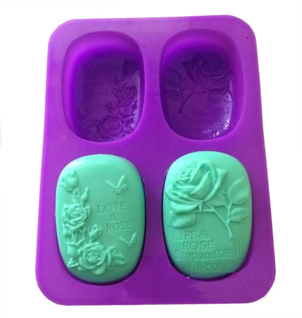 4 отверстия силиконовая форма для мыла в Форме Розы бабочки Sugarcraft Fondant 3D Цветочная