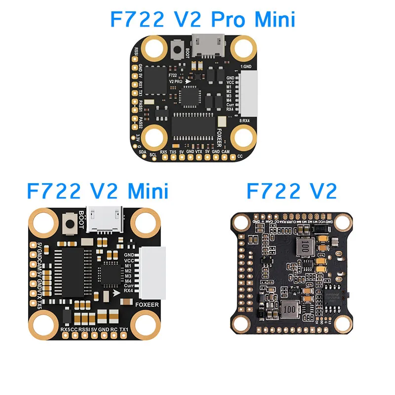 Foxeer-CONTROLADOR DE VUELO F722 V2 Pro Mini MPU6000 STM32F722RET6 3-6S BEC BF OSD Micro USB para Dron de carreras de control remoto, piezas DIY-0