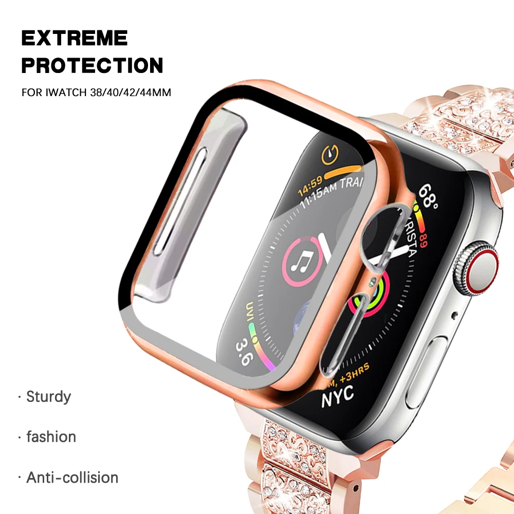 

Full cover for Apple Watch series6 5 4 3 21 bumper hard frame case with glass film for iWatch screen protector 38mm 40mm 42/44mm