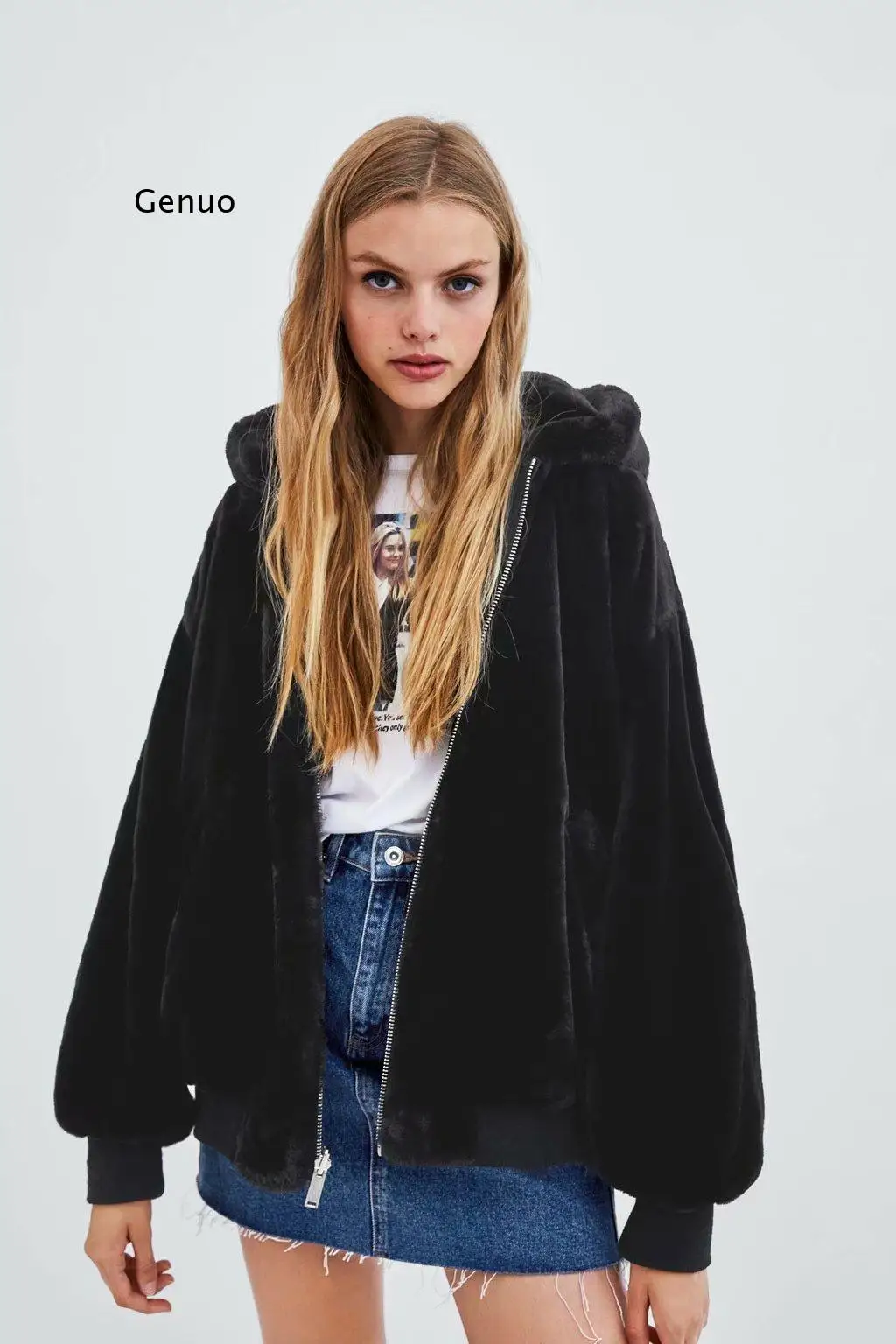 Autumn and Winter European and American Women's Double-Sided Flying Jacket Jacket Thickening Plus Fleece Jacket Cotton