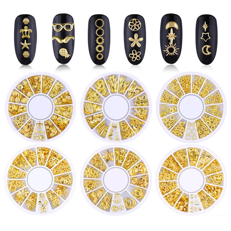 

NB01 Nail Bronzing Gold Silver Mixed Colorful Crystal Nail Studs Nail Beads 3D Nail Art Decorations Nail Accessories