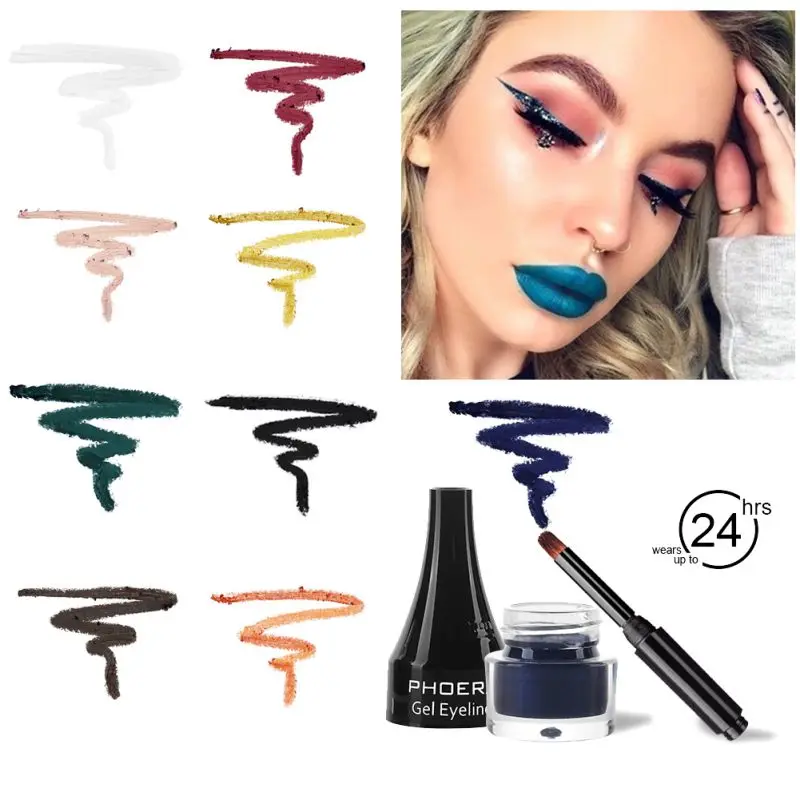 10 Colors Lasting Black Eyeliner Pen Waterproof Whitening Cosmetics Matte Eye Liner Gel Cream with Brush |